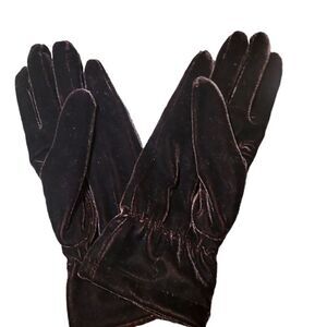 🖤 Ben Berger & Sons Brown Velvet Dress Gloves – Vintage Elegance
